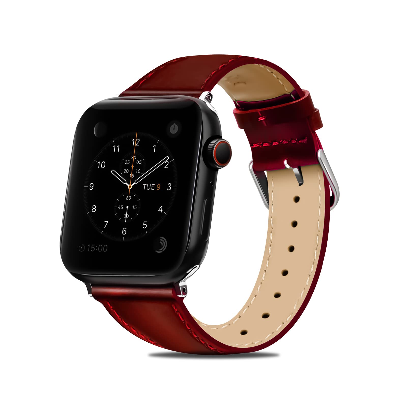 Pasek do zegarka kompatybilny z Apple Watch 49 mm, 45 mm, 44 mm, 42 mm, 41 mm, 40 mm, 38 mm, akcesoria z prawdziwej skóry, zamiennik opaski do iWatch Ultra, SE2, SE, Series 8, 7, 6, 5, 4, 3