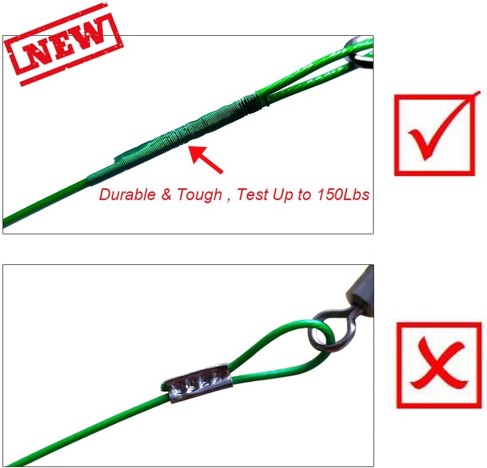 Fishing Leader Wire High Strength Steel Leaders Fishing Line with Swivels Snap Freshwater Saltwater (Green-30pcs) : Sports & Outdoors