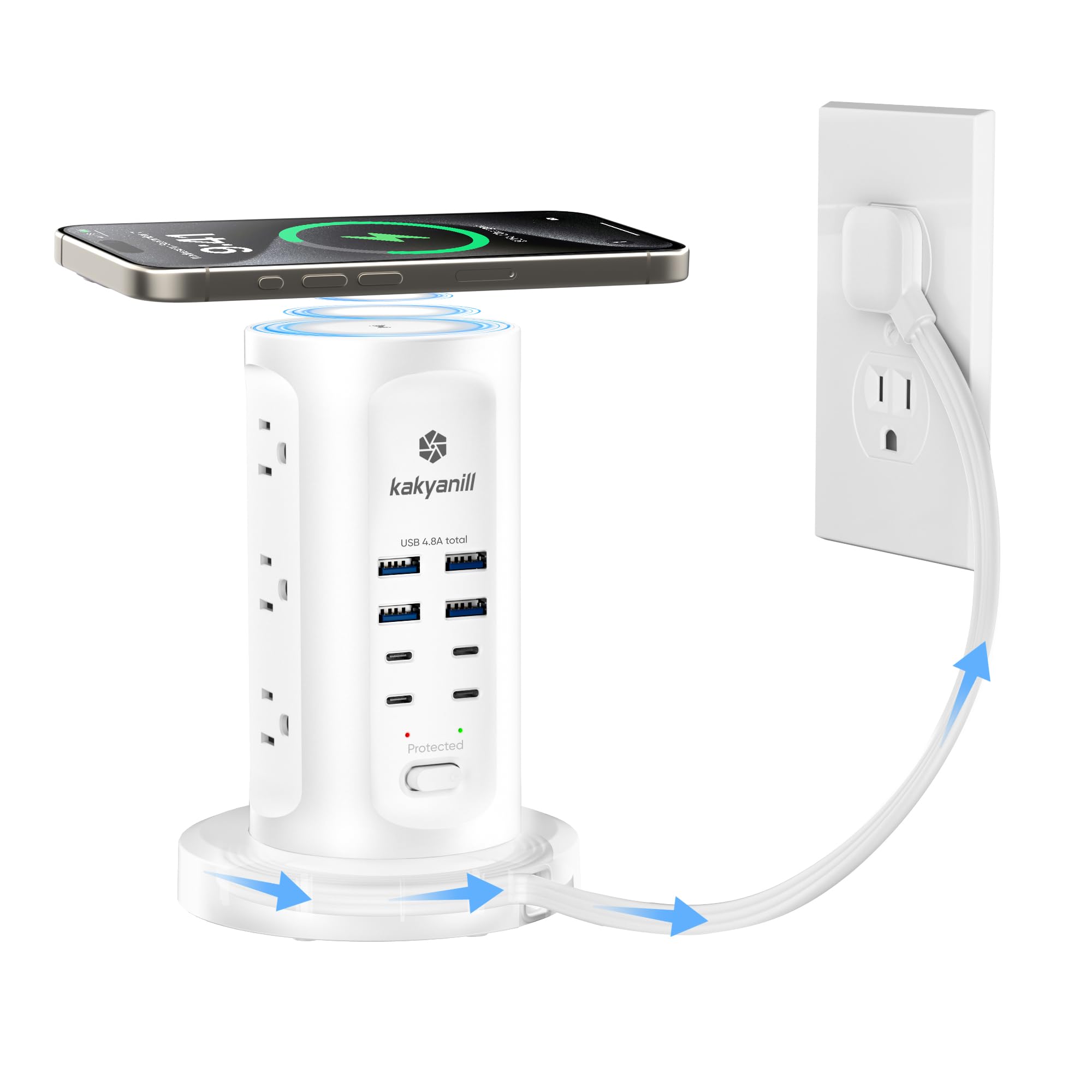 Photo 1 of Kakyanill 30W USB Charging Station, Power Strip Tower with 9 AC 8 USB