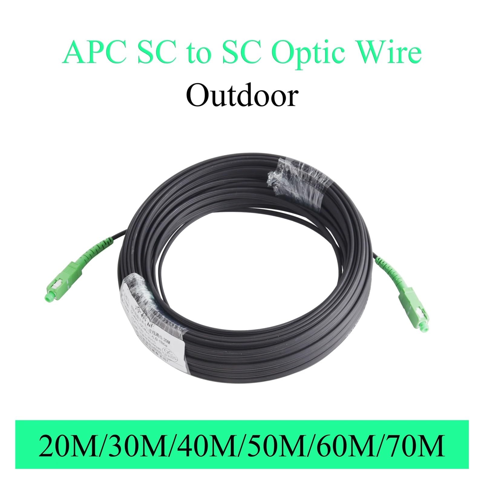 Kabel krosowy światłowodowy, Patchcord światłowodowy jednomodowy Simplex firmy APC do SC, stosowania na zewnątrz, 20–70 m(30m)