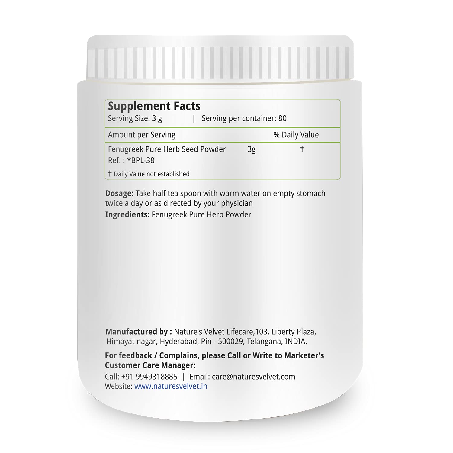Natures Velvet Fenugreek Methi Powder 250g Pack of 1 - Image 3 thumbnail