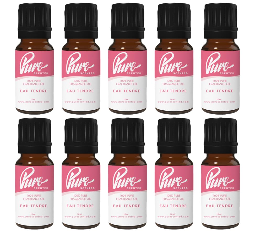 Pure Scented 100ml Fragrance Oils - 10 x 10ml Suitable for Candles, Soaps, Slime, Diffusers, Cosmetics, Wax Melts, Designer (10 x 10ml, Eau Tendre)