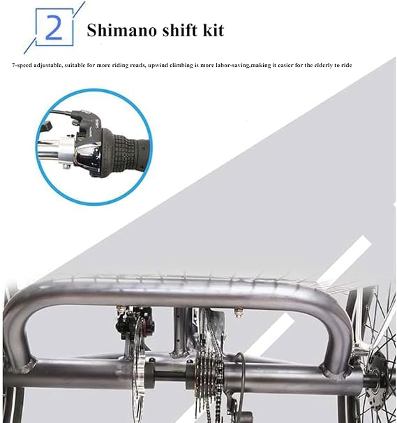 Three Wheel Bike Outdoor Adult Tricycle Folding Cruiser Bike with Cargo Basket 7-Speed for Recreation Shopping Exercise Men's Women's Bicycles Cycling Pedalling