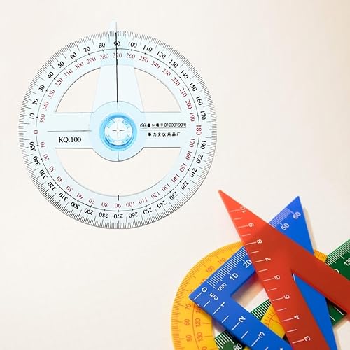 Miniatura 6 de Transportador de 360, paquete de 15, transportador circular de plástico azul transparente, reglas redondas, herramientas de dibujo para educación