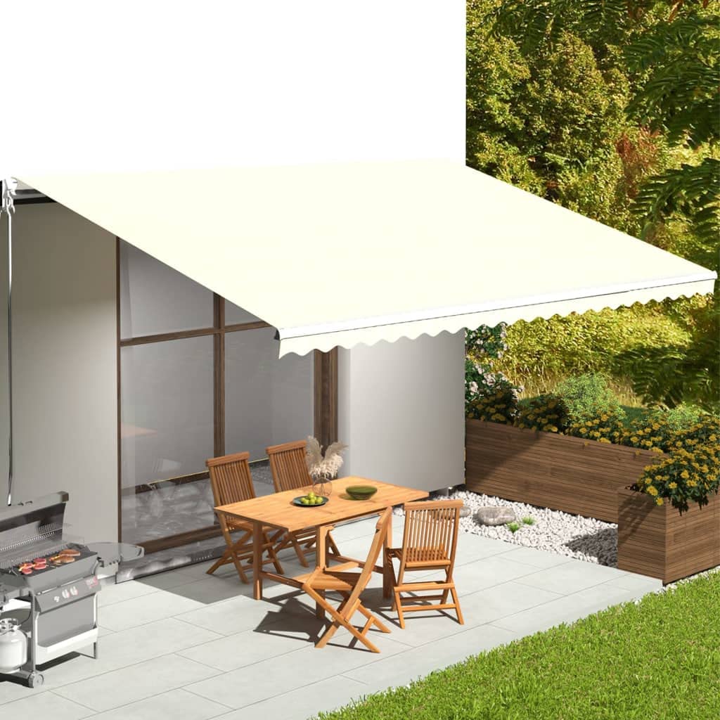 vidaXL Tissu de Remplacement pour Auvent Toile d'Auvent Tissu de Rechange pour Store Banne de Jardin Patio Terrasse Extérieur Crème 6x3,5 m