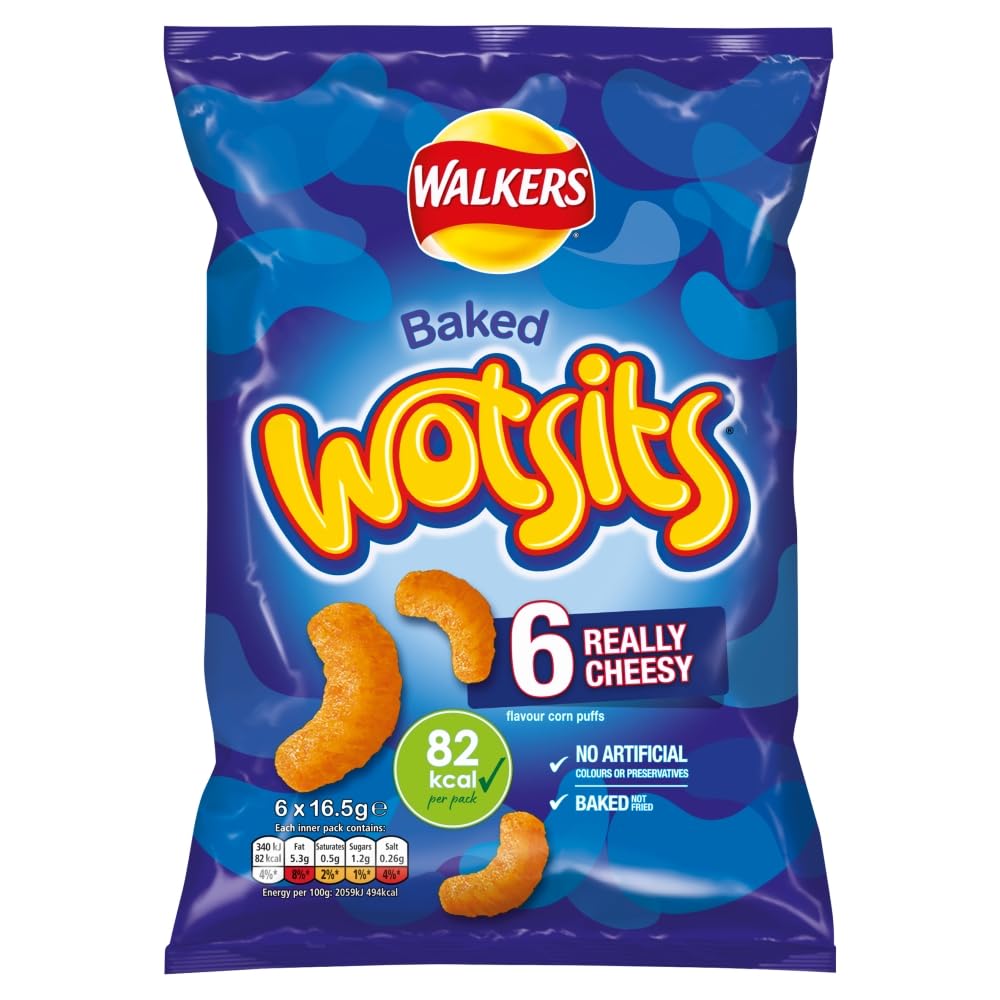 Wotsits Really Cheesy Flavour Crisps Multipack 6 x 17g Bags by Walkers