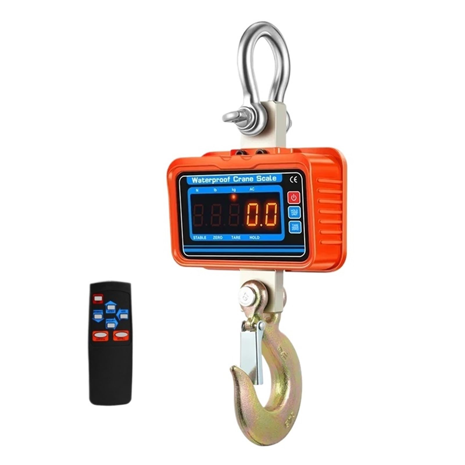 Gqnblvhzupdm 3000Kg Led Orange Crane Scale, 1T/2T/3T Heavy Duty Electronic Crane Scale 1000Kg/2000Kg/3000Kg Industrial Hanging Digital Hook With Remote Control