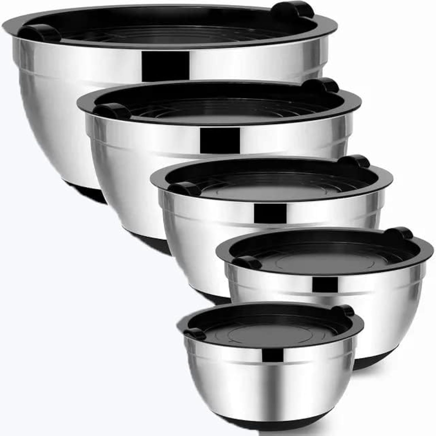 Cartlyst Stainless Steel Mixing Bowls (set of 5) with Airtight lids, Mixing Bowls Set Ideal for Baking, Prepping, Cooking and Serving Food, Nesting Metal Bowl for Space Saving Storage