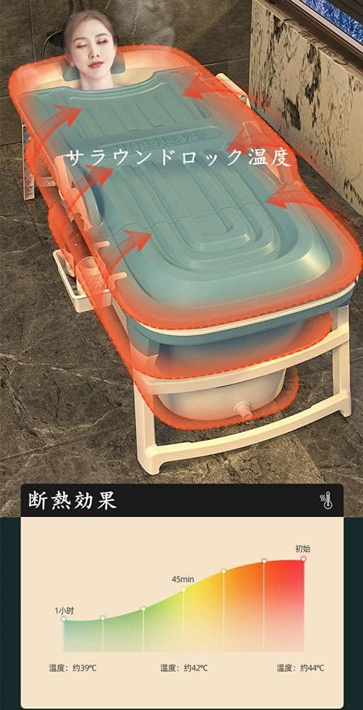 ポータブルバスタブ 折りたたみ バスタブ 折り畳み式浴槽 持運び便利 風呂バケッツ家庭用大人 お風呂 浸漬式 SPA 大人 子供 バスルーム 家庭用 浴槽 保温蓋つき収納便利滑り止めコンパクト簡易風呂 ((フタあり),1.18m), ブルー)