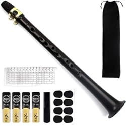 Saxofon Martin FOVERN1,Kit de saxofón de bolsillo, instrumento de viento de madera portátil para instrumentos profesionales con 4 cañas, tablas de dedos, bolsa de transporte para aficionados y profesionales (negro)
