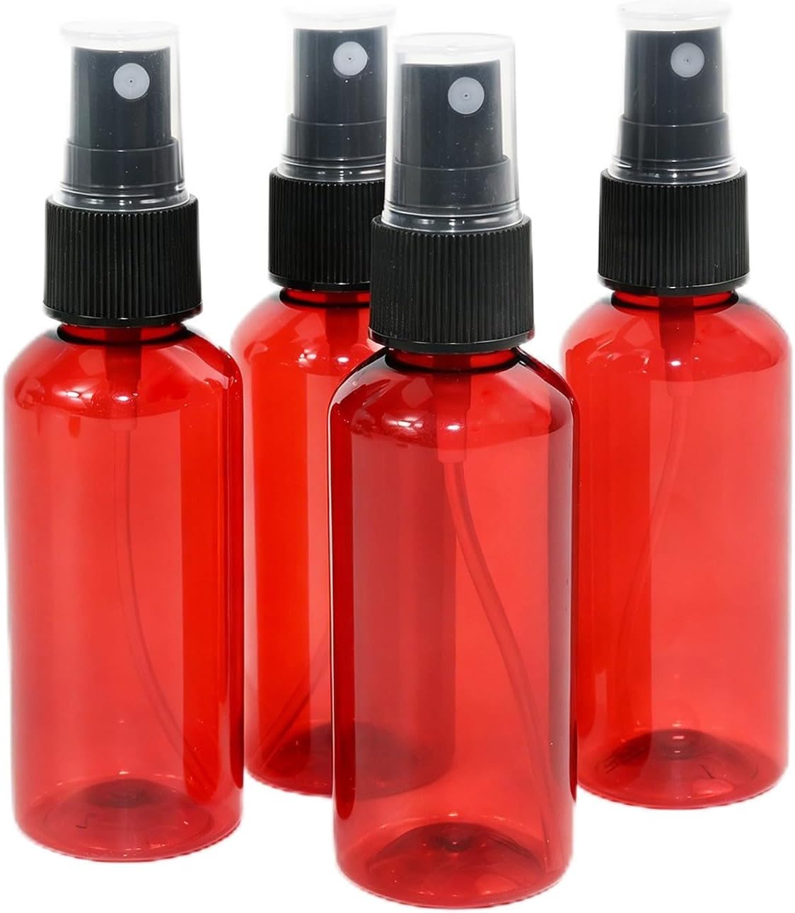 4 Pack 2 oz Small Spray Bottles with Funnels (Amber) | Empty Spray Bottle for Hair, Plants, Perfume - Fine Mist，Refillable Liquid Bottles,PP material, not easy to break