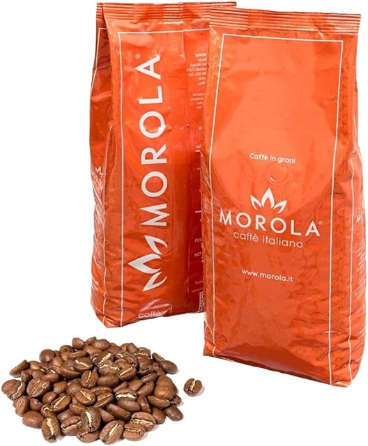 Morola Caffè Italiano - Ziarna Kawy - Mieszanka Złota Pomarańcza - Torba 1000g - Opakowanie 1Kg  Kawy Made in Italy
