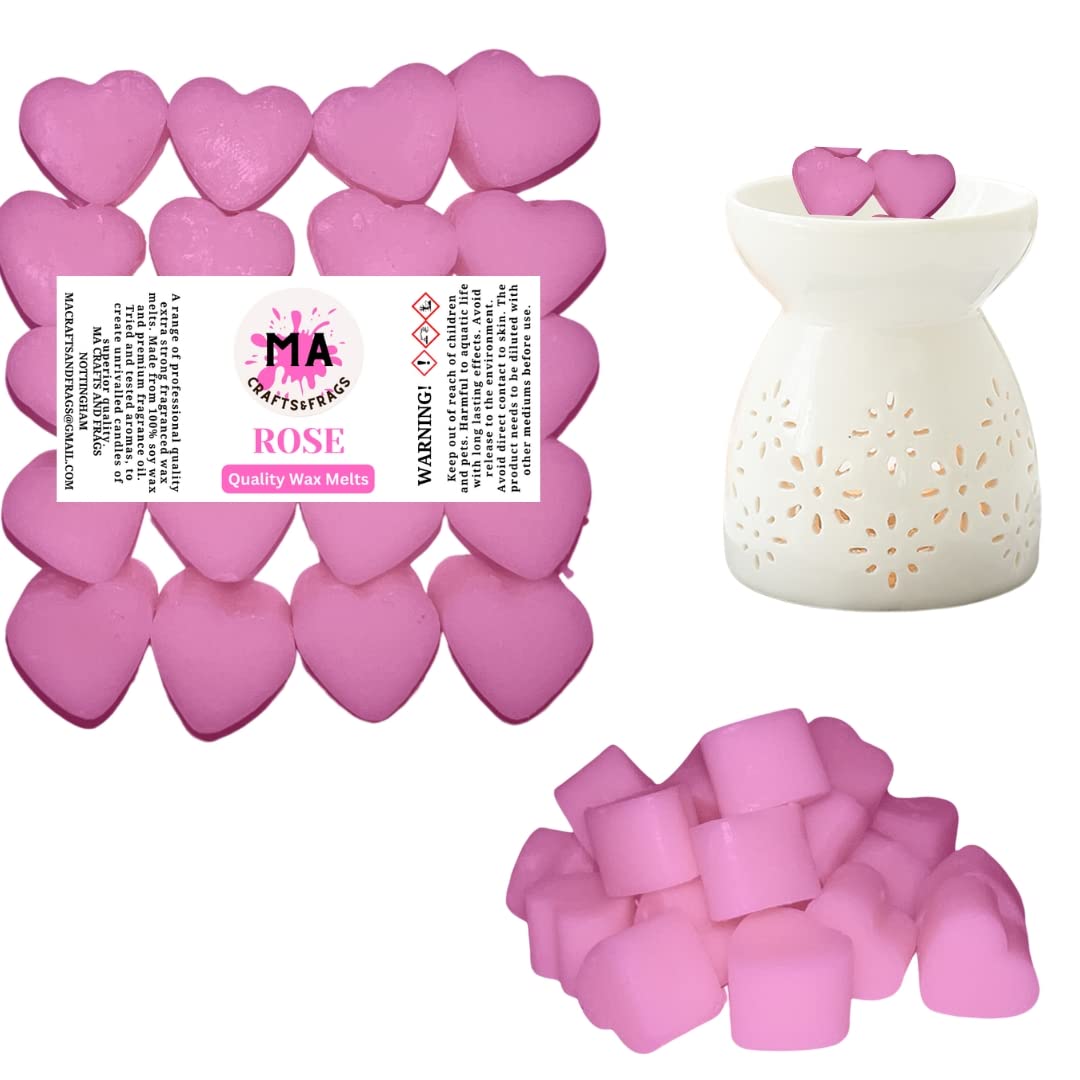 Ma Crafts&Frags Pink 20 X Highly Scented Wax Melts Mini Hearts Many Fragrances Designer Inspired (Rose)