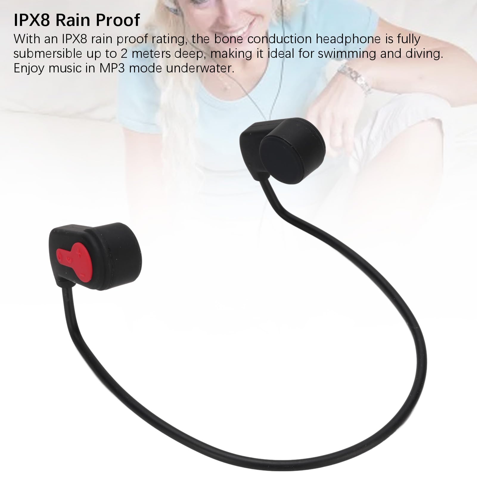 Wakects Cuffie da Nuoto Cuffie a Conduzione Ossea con Bluetooth 5.0 e Lettore MP3 da 16 GB IPX8 Sport Subacquei Auricolari per Nuoto Corsa Palestra Ciclismo (#2)