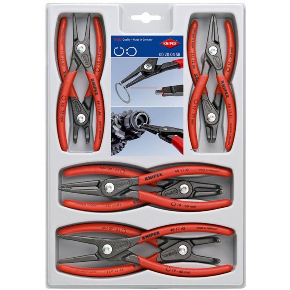 KNIPEX 00 20 04 SB 8-Piece Precision Circlip Snap-Ring Pliers Set