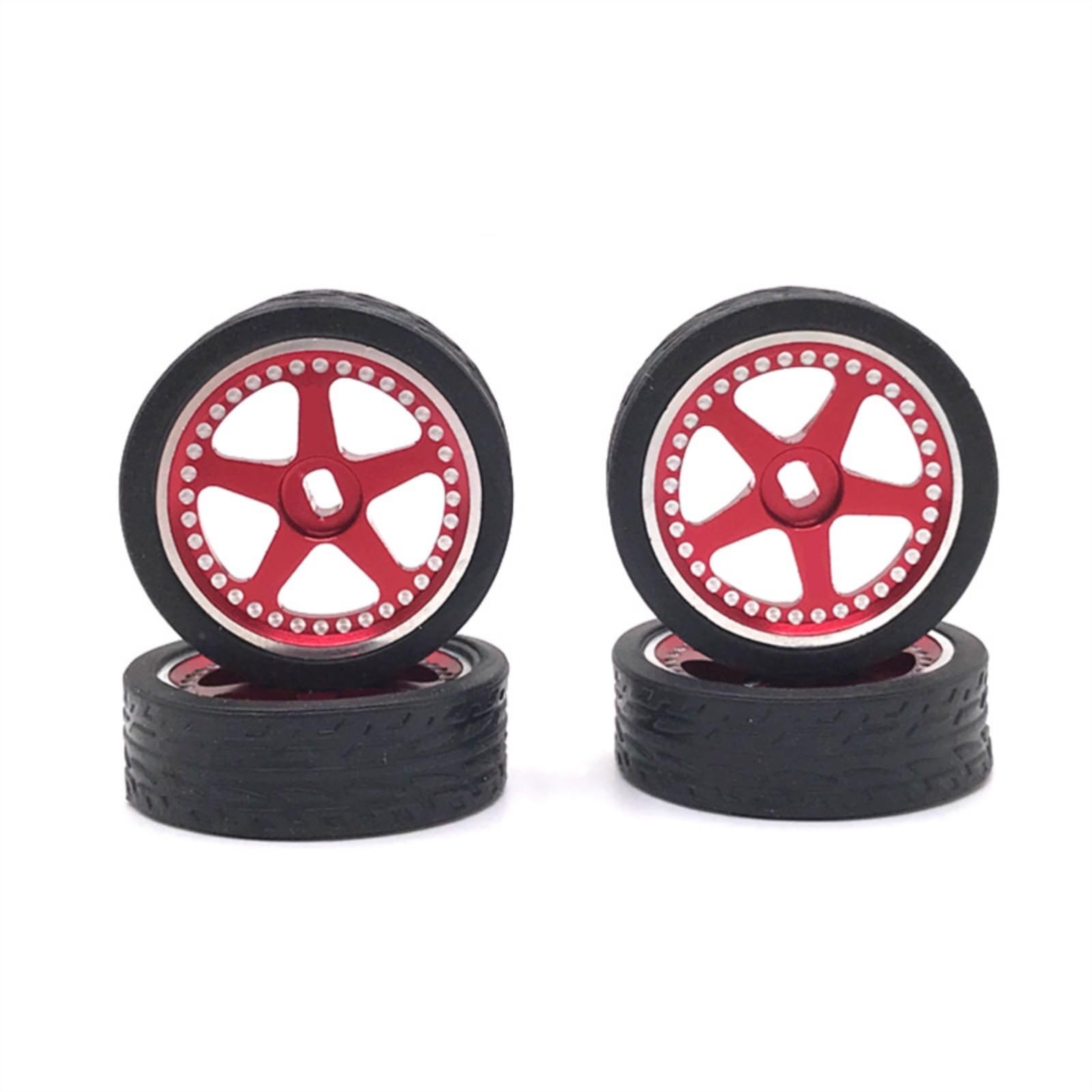harayaa Miniatura Veicolo Ruote Pneumatici Cerchi Accessori in Metallo E Gomma per Veicoli RC 1 28 con Cerchio Puntinato E Montaggio Rapido Adatti per, Color to 3