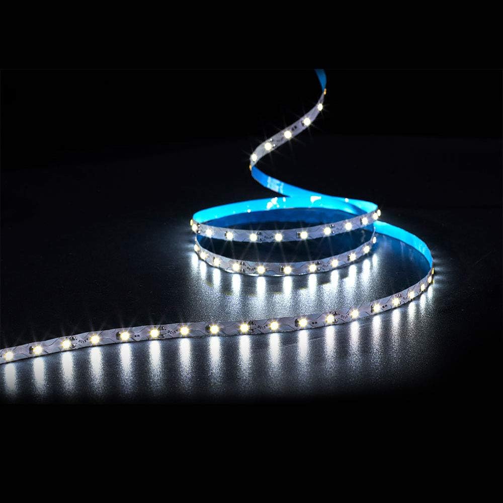 QOMOLANGMA 65.6FT Flexible LED Strip Lights 2835 Waterproof LED Lighting Bendable S Type 1ft SMD 18 LEDs White LED Strips 12VDC Natural White Supply for Home Kitchen Bar Clubs Indoor
