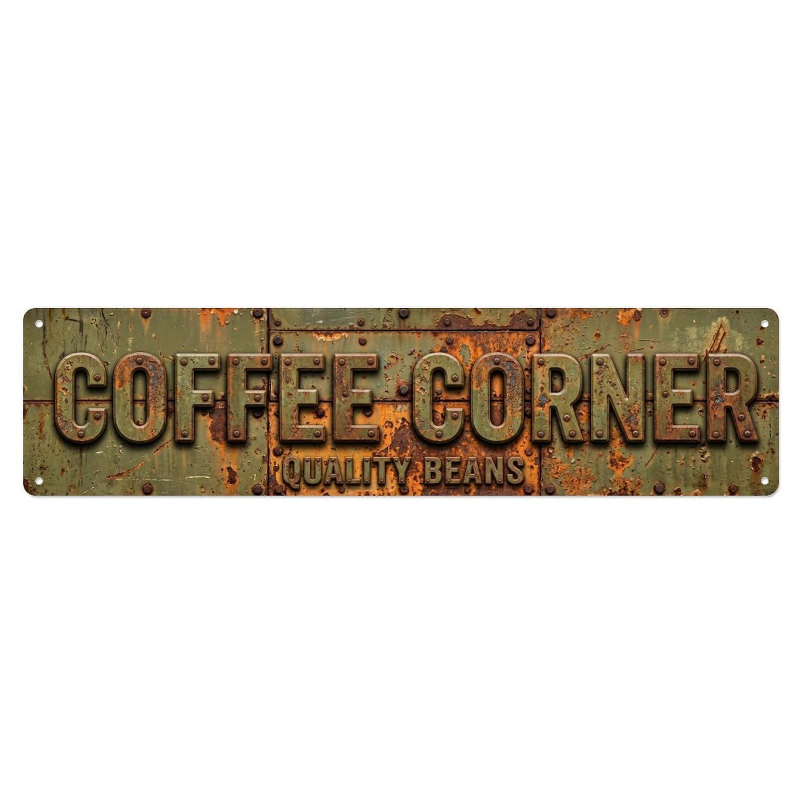 Coffee Corner Olive Metal Metal Tin Sign