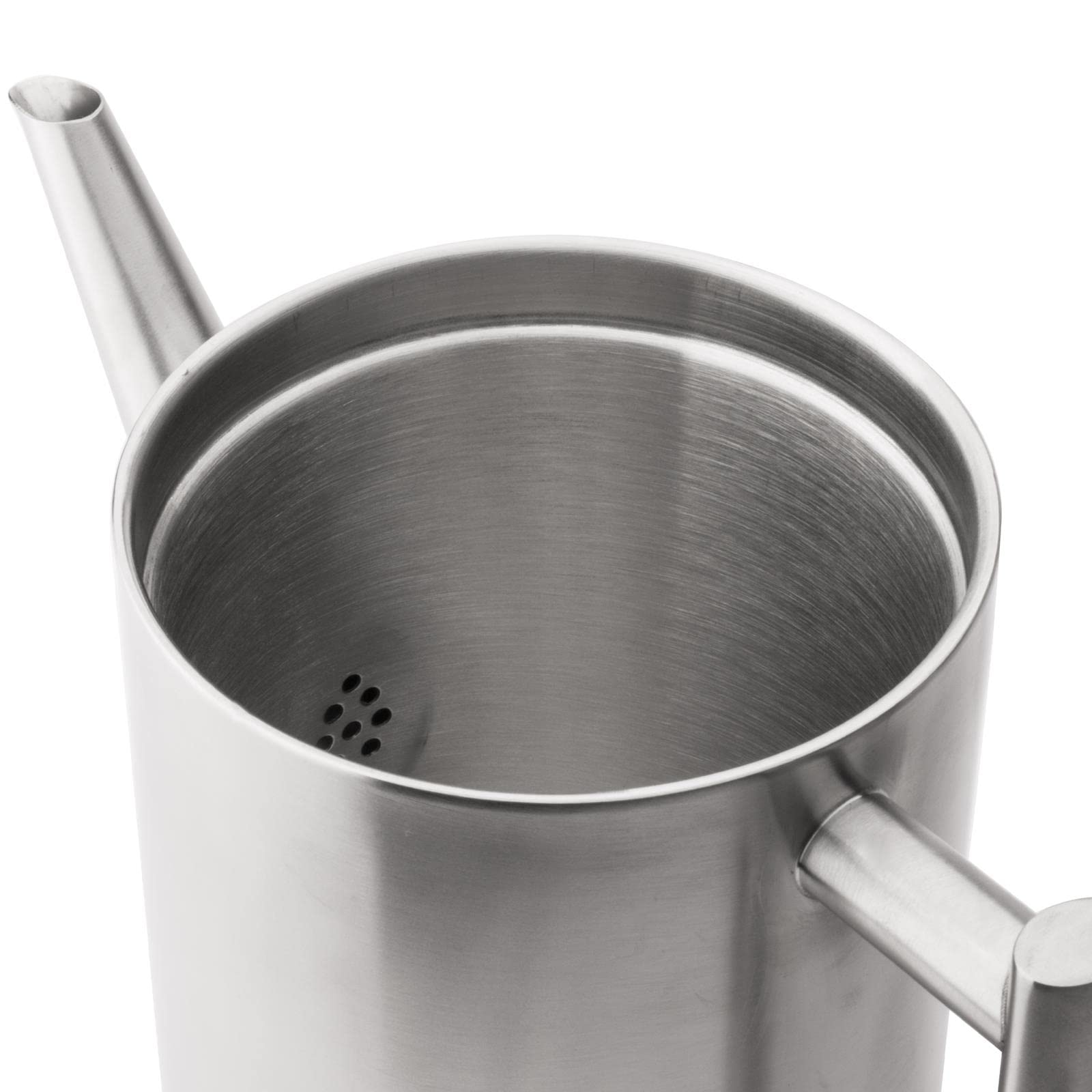 Bredemeijer hohe matte doppelwandige Edelstahl Teekanne 1.2 Liter & klassischer Teebereiter mit Tee-Filter Sieb-Einsatz für losen Tee & runder schwarzer Holzuntersetzer