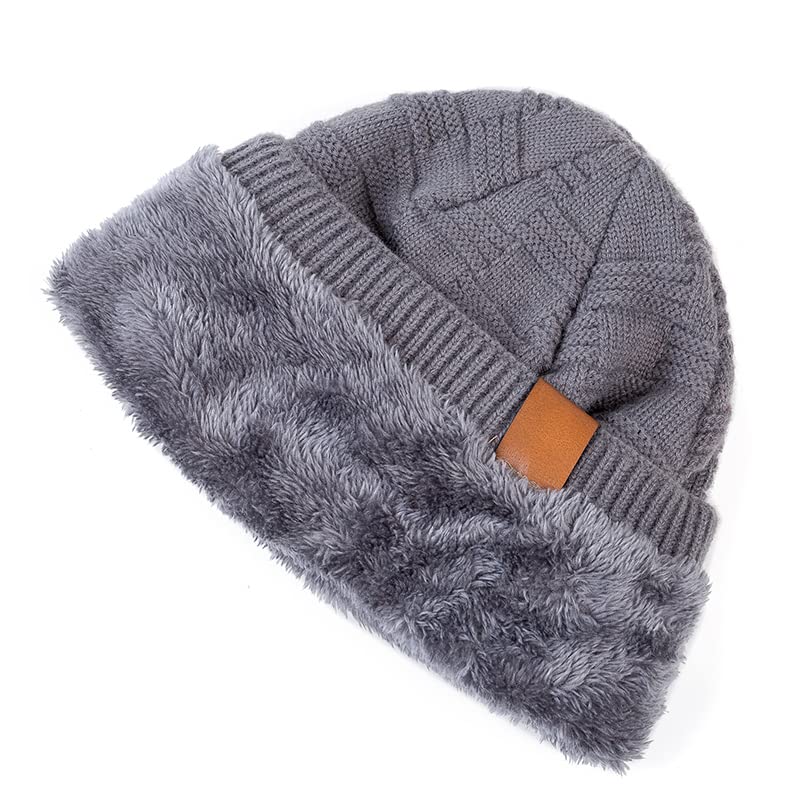 LEMITA Sombreros unisex de invierno para hombres y mujeres Gorro de esquí cálido Sombrero de algodón Escalera de celosía Hombres Mujeres Piel forrado Gorro de punto, rosso, Talla única