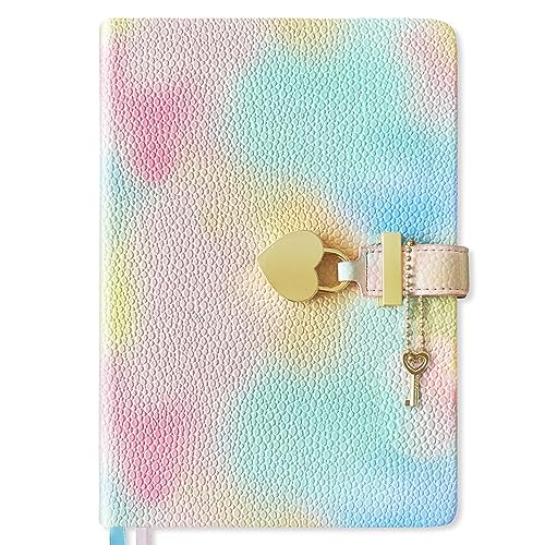 Mlife A5 Cœur Cadenas Journal Carnet de notes avec clé,Journal intime fille Bloc-notes secret 192 pages, Carnets de notes Verrouillables, Cadeaux pour...