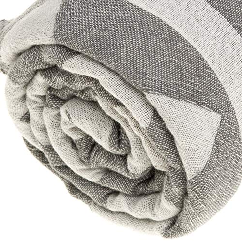 Bersuse 100% Cotton Uxmal Dual Layer Turkish Towel - 37X70 Inches, Silver Gray #TOP4