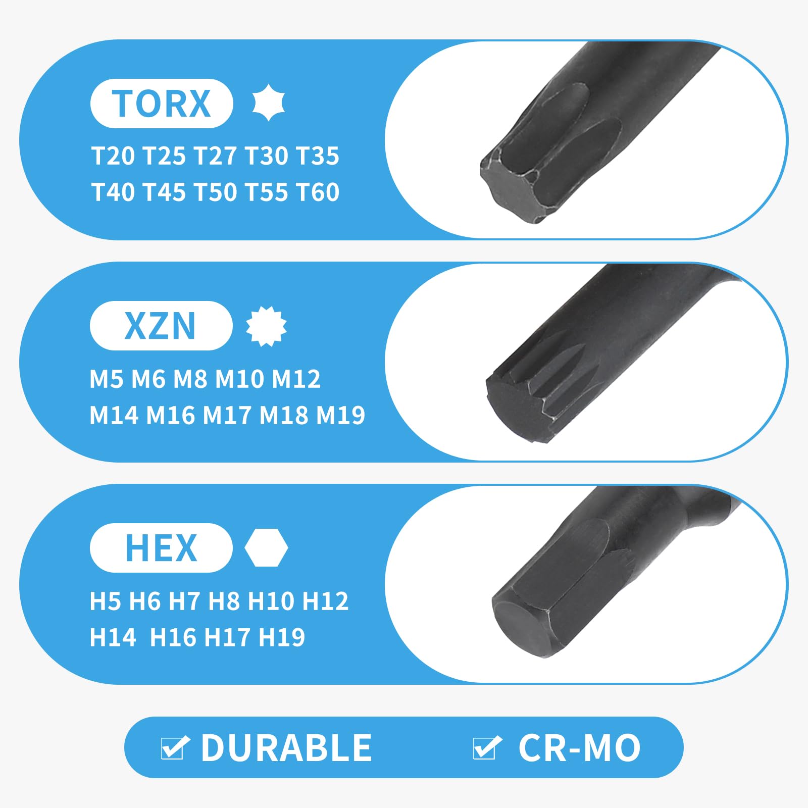 EFUTURETIME 10 Piezas Juego de Llaves de Vaso Torx 1/2", T20, T25, T27, T30, T35, T40, T45, T50, T55, T60, con Caja, CR-MO