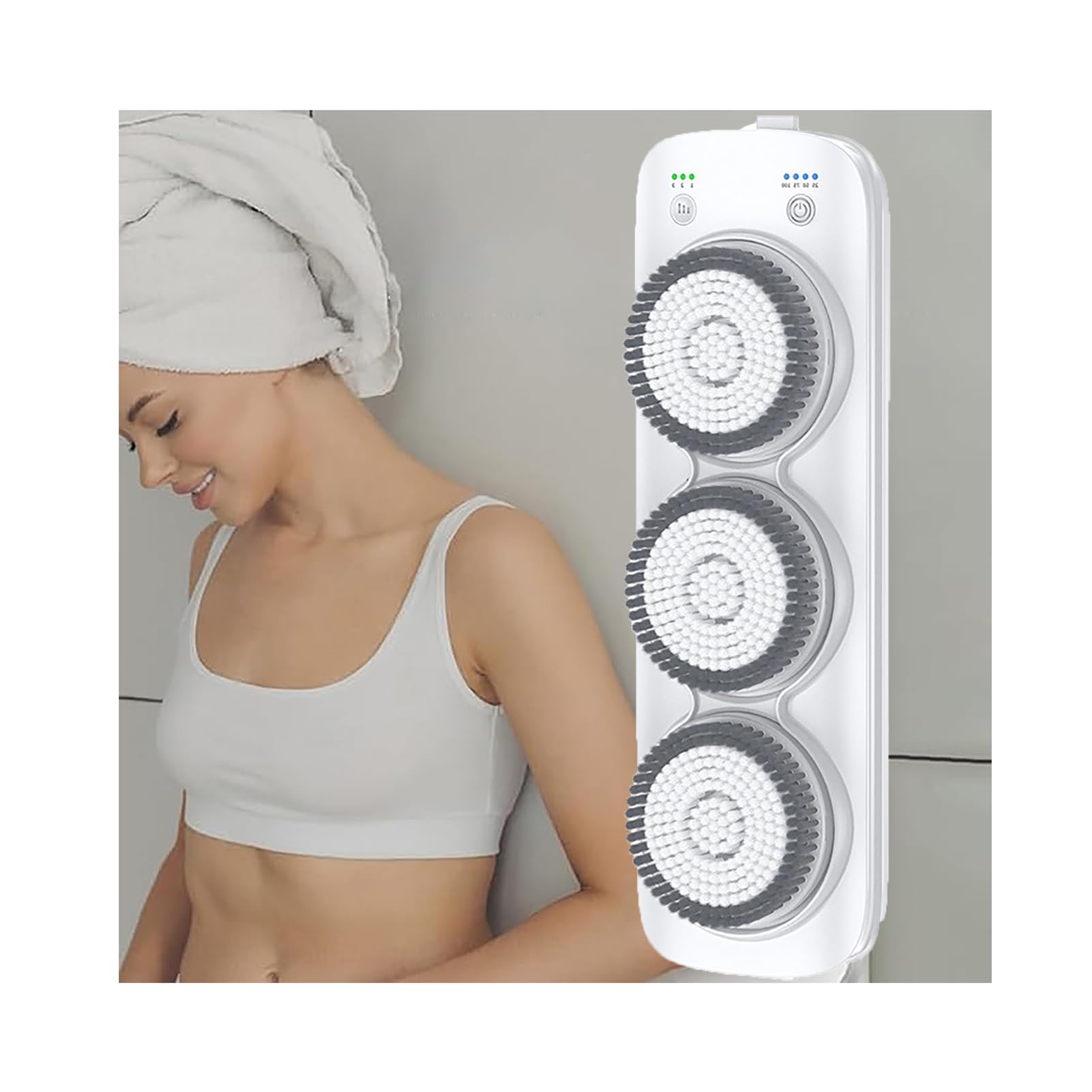 Spazzola elettrica per la Schiena da Parete per Doccia, Spazzola esfoliante Intelligente, Rotazione Automatica a 360°, Altezza Regolabile su e Giù di 64 cm.