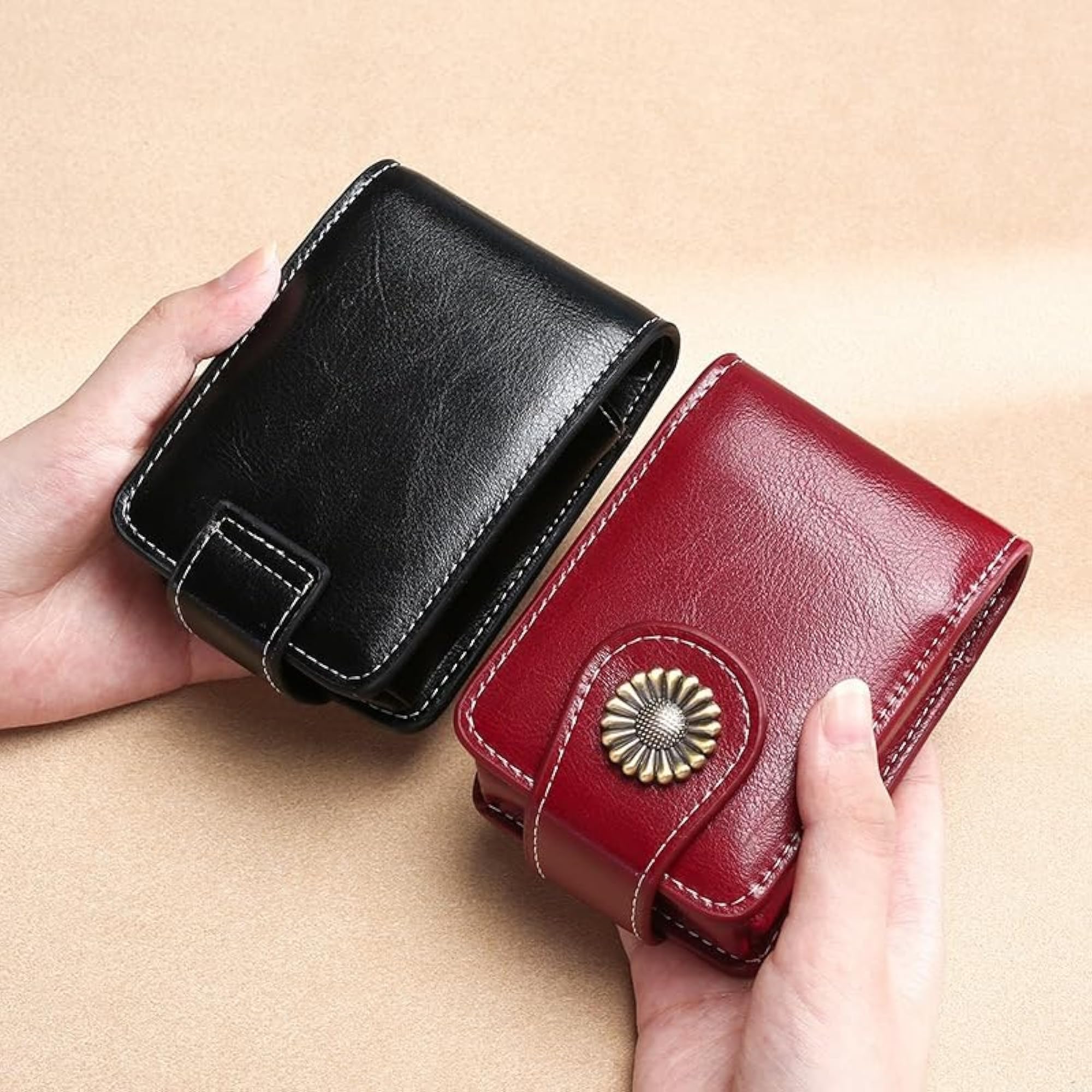 Soft Leather Lipstick Case with Mirror, Makeup Pouch for Women