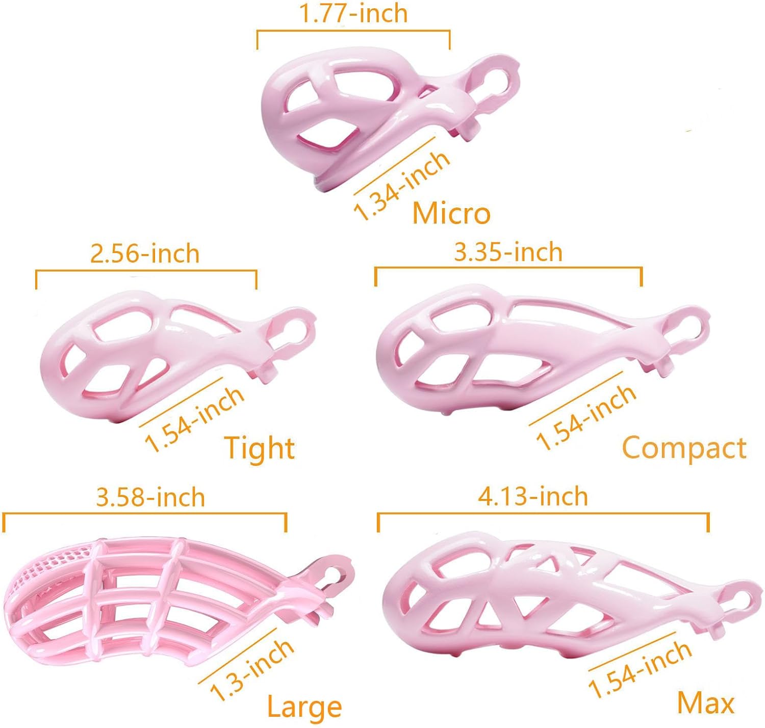 Cobra Male Chastity Cage with Lock & 5 Rings 3D Printed Chastity Devices Bondage Gear & Accessories Resin Virginity for Men Breathable (Tight)
