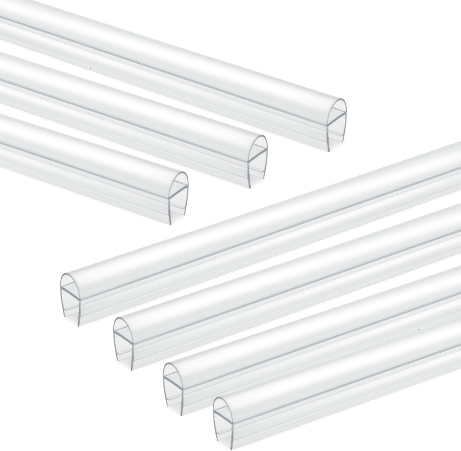 Glass Door Seal Strip for Shower - 8.2 Feet Frameless Sweep to Stop Leaks, U Type, Fit for 10mm (3/8") Glass