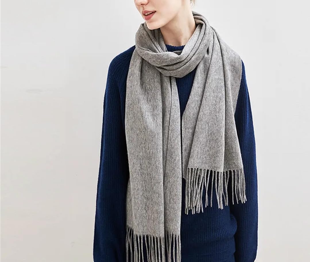 Bufanda De Cachemira Larga Suave Y Gruesa Cálida De Color Sólido Unisex De Lujo Para Mujer