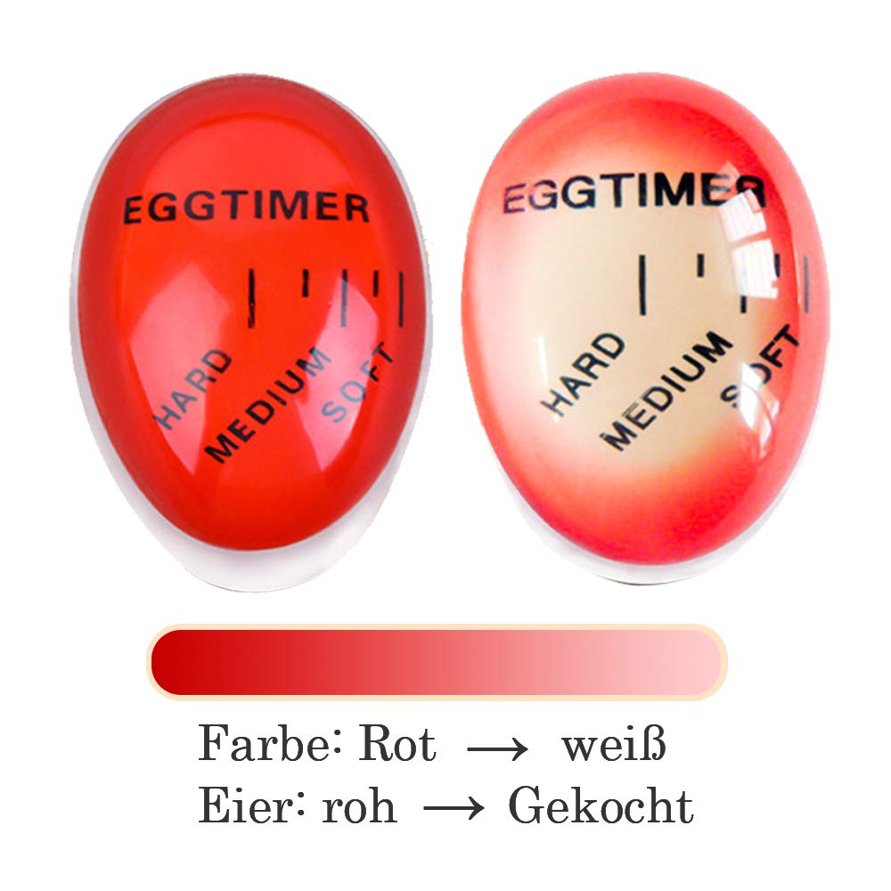 Kochei Eierwekker, kies de rijpheid van de eieren op basis van temperatuur en tijdveranderingen voor het koken van eieren, veilige, duurzame keukenhulp, thuisgebruik (rood