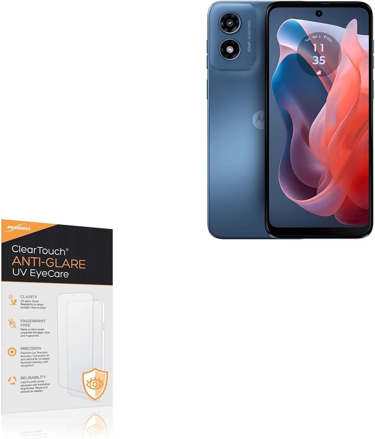 BoxWave Screen Protector Compatible with Motorola Moto G (2024) – ClearTouch Anti-Glare Anti-UV EyeCare (2-Pack), Filters Out Harmful Blue Light Reduce Fatigue