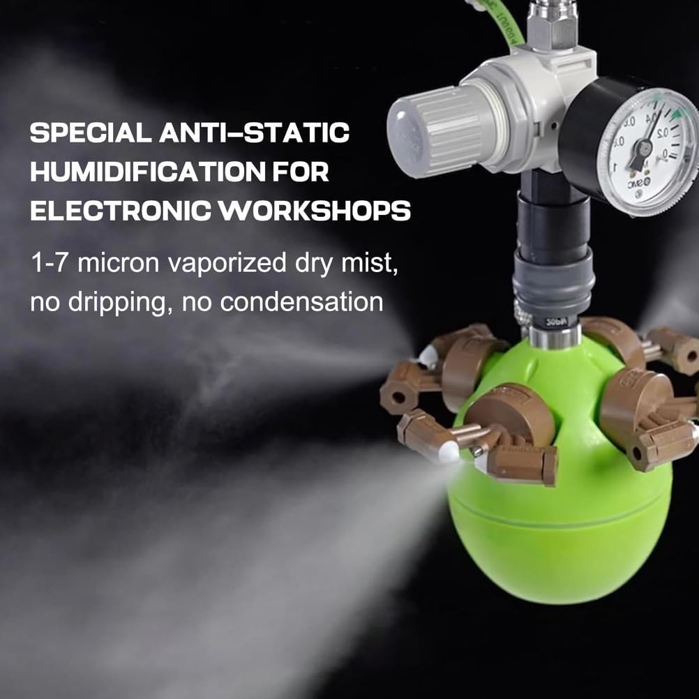 Flowers Farms Dry Mist Humidifier with 4 Mist Outlets, Gasification Dry Mist Hybrid Industrial Humidifier 3-5 Micron Gasified Dry Mist for Factories Workshops