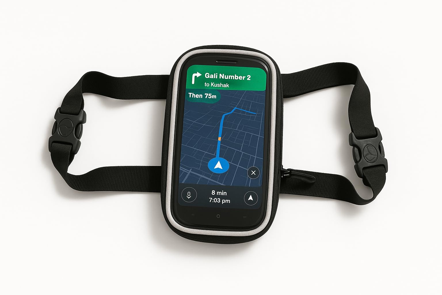 Scooter Handlebar Phone Holder Bag with Transparent Touch Screen Window, Black and Green 3