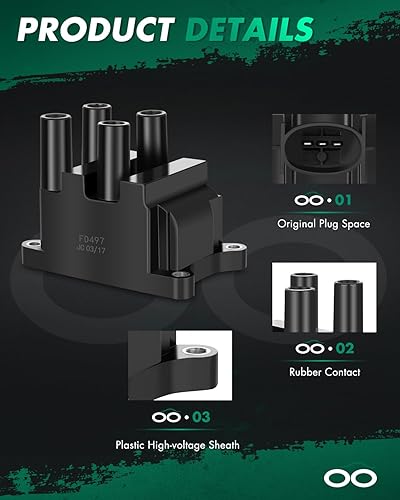 Vista 2383 de SCITOO 1 bobinas de encendido con 4 bujías de iridio para Chevrolet 2011-2015 Cruze 1.4L 2016 Cruze Limited 1.4L 2012-2020 Sonic 1.4L 2013-2021 Trax