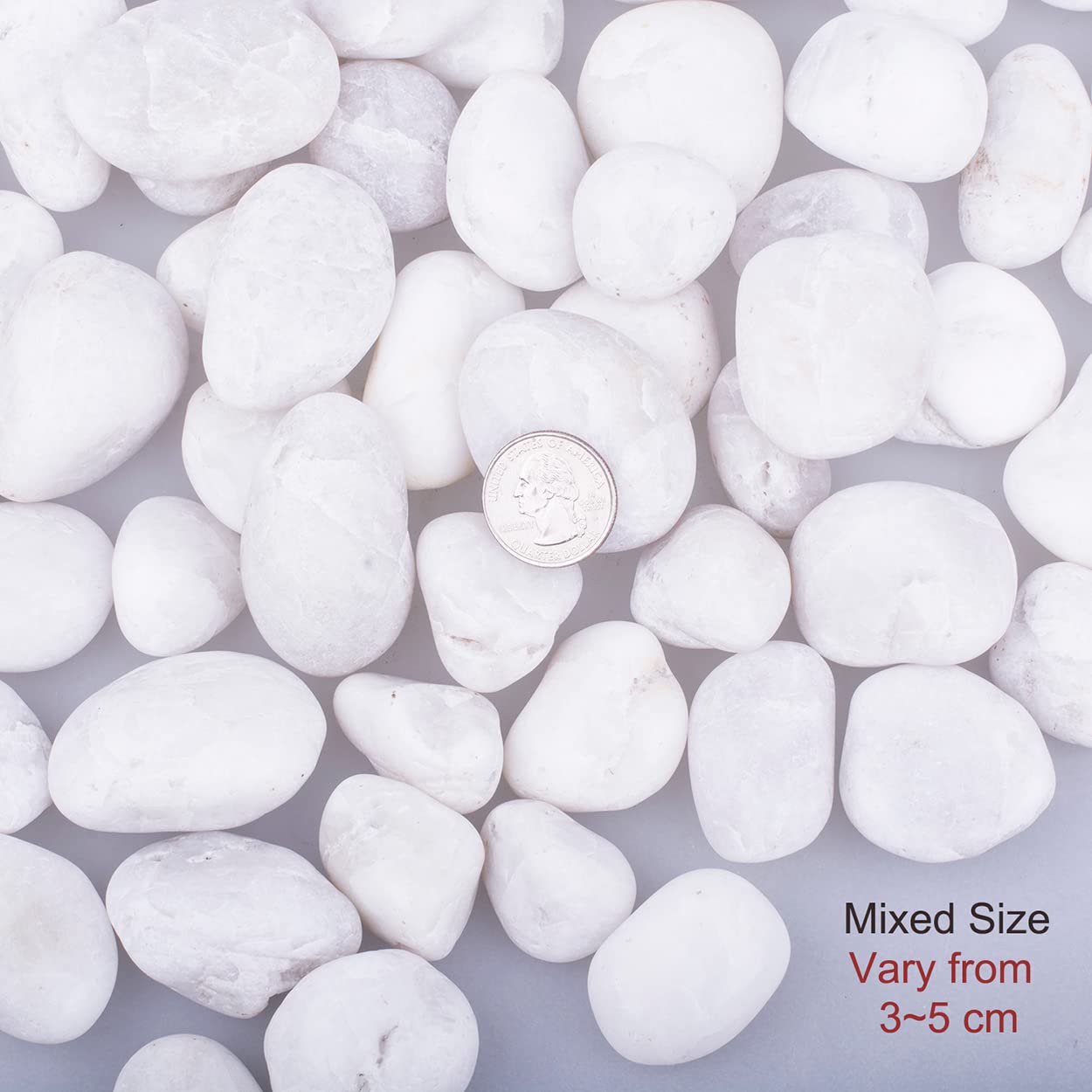 HOT SEAL 1.9 lb River Rock Stones, Natural Decorative Highly Polished Pebbles, Outdoor Decorative Stones for Plant, Aquariums, Landscaping, Garden Flower Bed, Vase Fillers (1.9 LB, White) : Patio, Lawn & Garden