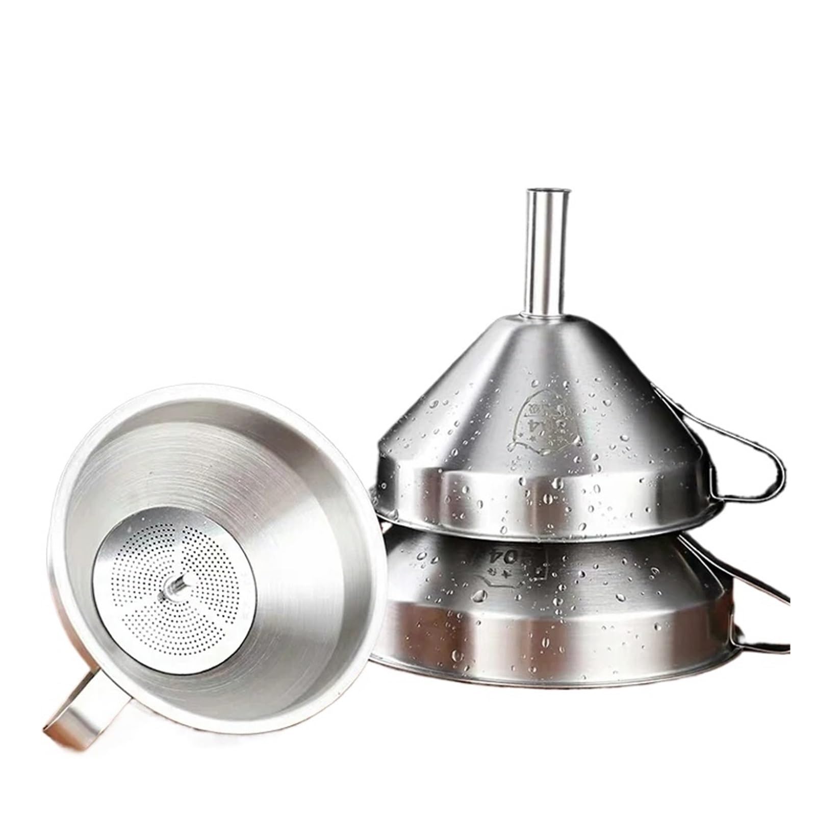 embudo de petaca Embudo de cocina Embudo de acero inoxidable, embudo for líquidos y aceite de cocina, embudo de Metal con filtro desmontable, embudo de boca ancha for enlatar herramientas de cocina(La