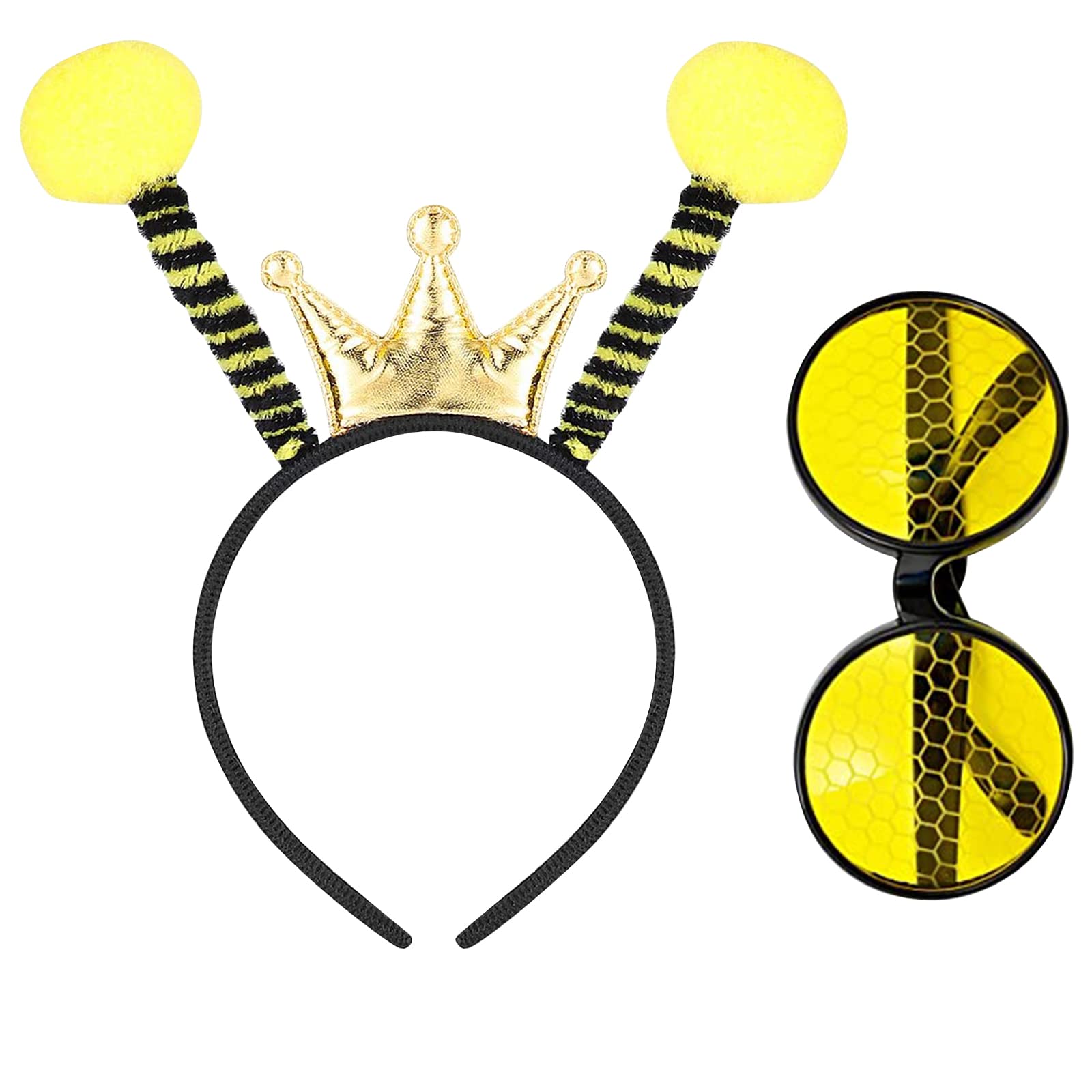 Bee Costume Accessories Set - Bee Antenna Headband and Sun Glasses Set for Halloween, Party Cosplay, Women, Men and Kids