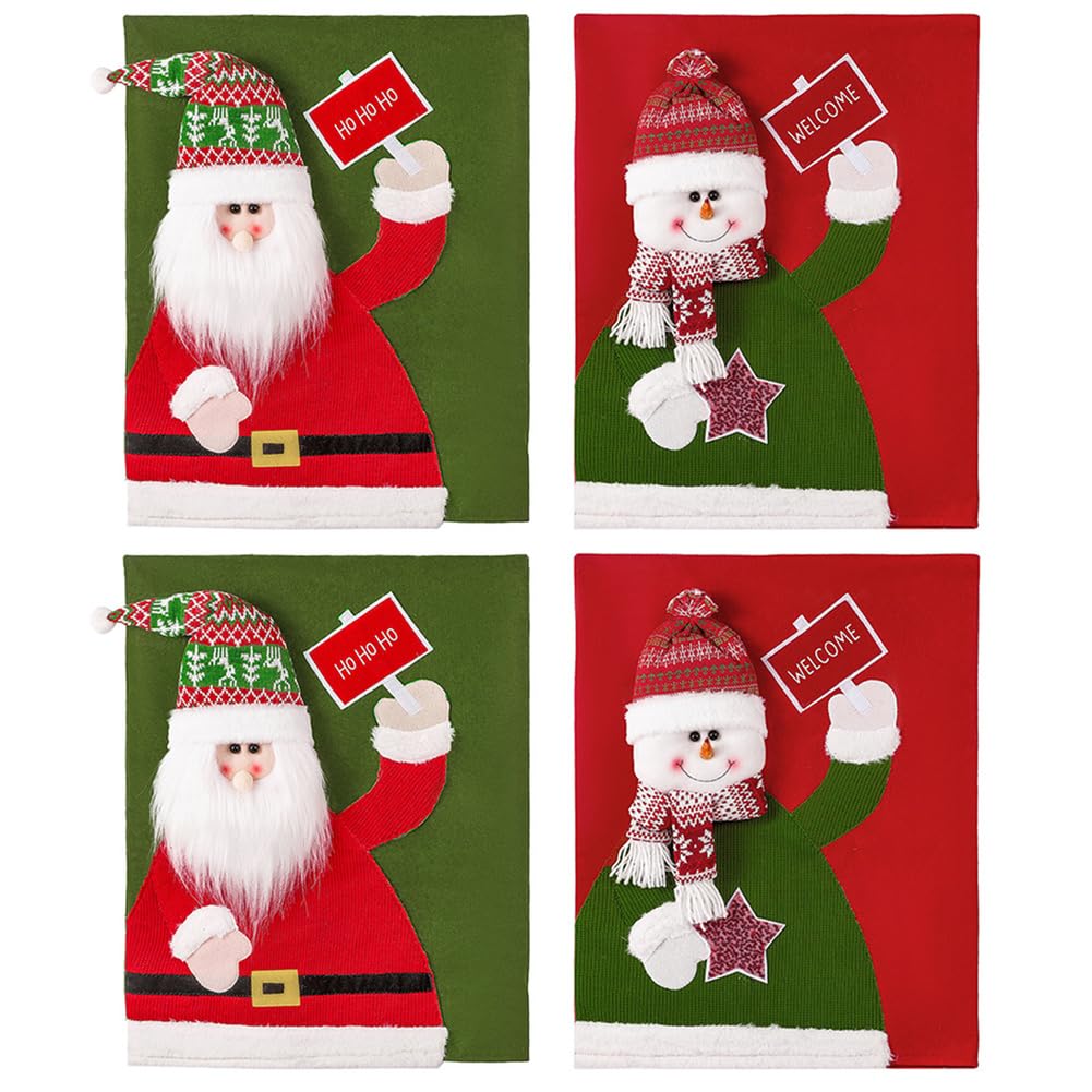 Fundas para Sillas Navideñas, 2/4/6 Piezas Fundas para Sillas de Comedor de Decoración de Navidad, Suave Fundas Protectoras Sillas de Cocina de Navidad (4 Piezas,Xmas)