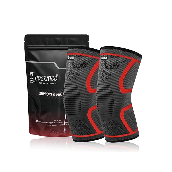 Cockatoo Knee Support For Men,Knee Cap Compression Support for Gym Running, Cycling, Sports, Jogging, Workout Pain Relief,Material: Nylon & Spandex(Pack Of Two) (C-KNEE333-RED, L) - Expert Choice Deal with 78% Discount on Amazon | Valzo