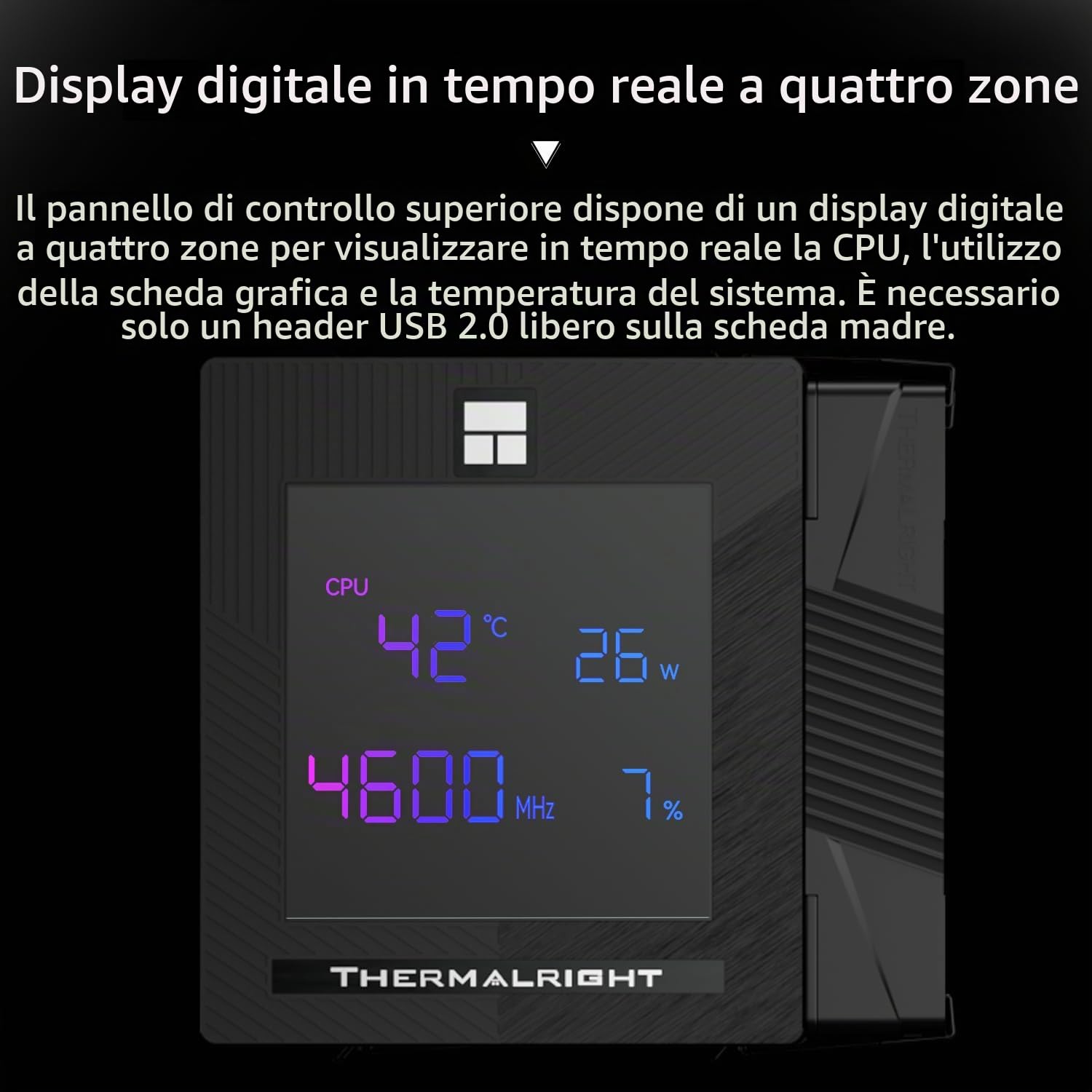 Thermalright Phantom Spirit 120 Digital EVO CPU, 7 Heatpipes CPU, Dual 120 mm, Digital Screen Top Cover, per AM4/AM5/Intel LGA1700/1851/1150/1151/1200, raffreddamento PC