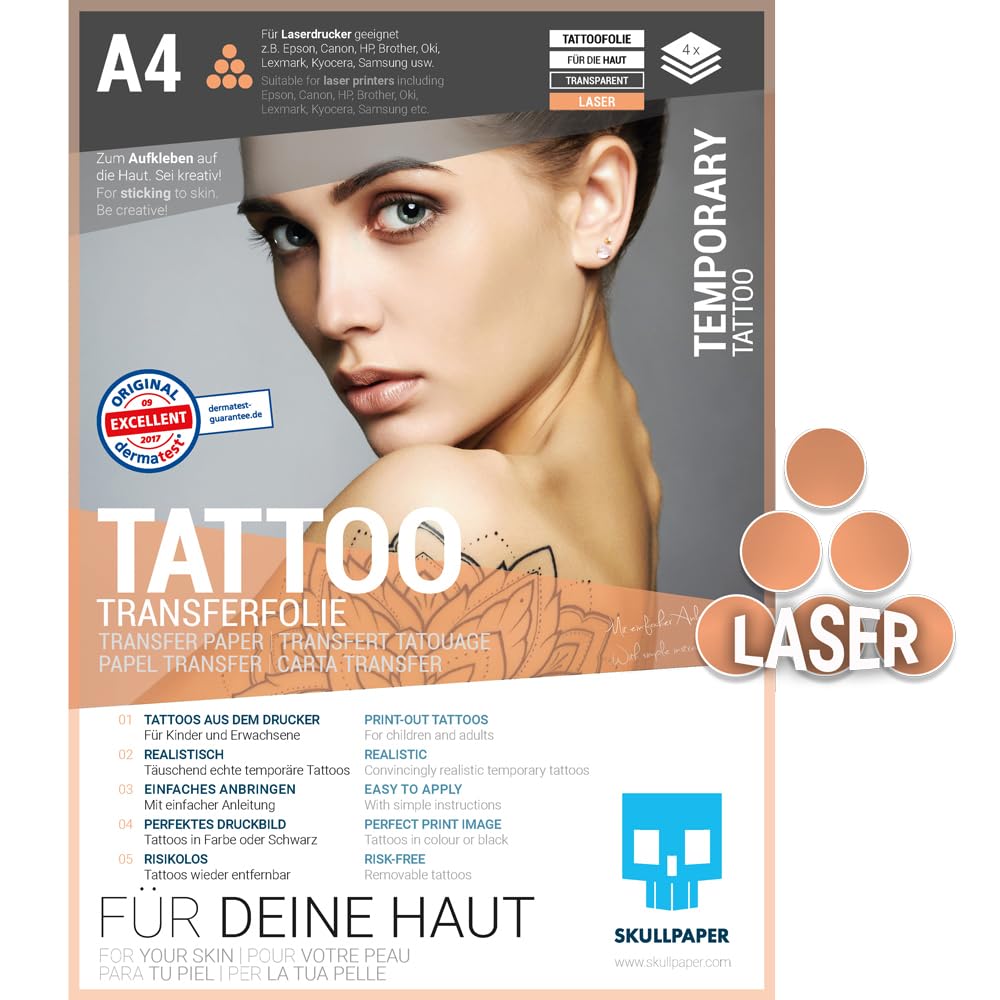 Papier Transfert Tatouage Temporaire A5 - Pour Imprimante Jet D'encre, Testé Dermatologiquement - Tatouages Personnalisés Amovibles