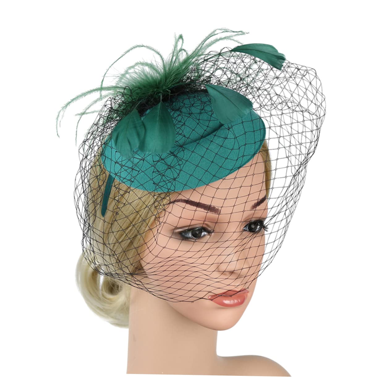 3pezzi Fascinator Elegante per Donne con e Piume Accessorio di Stile Retro per Cerimonie Matrimoni e Tea Party