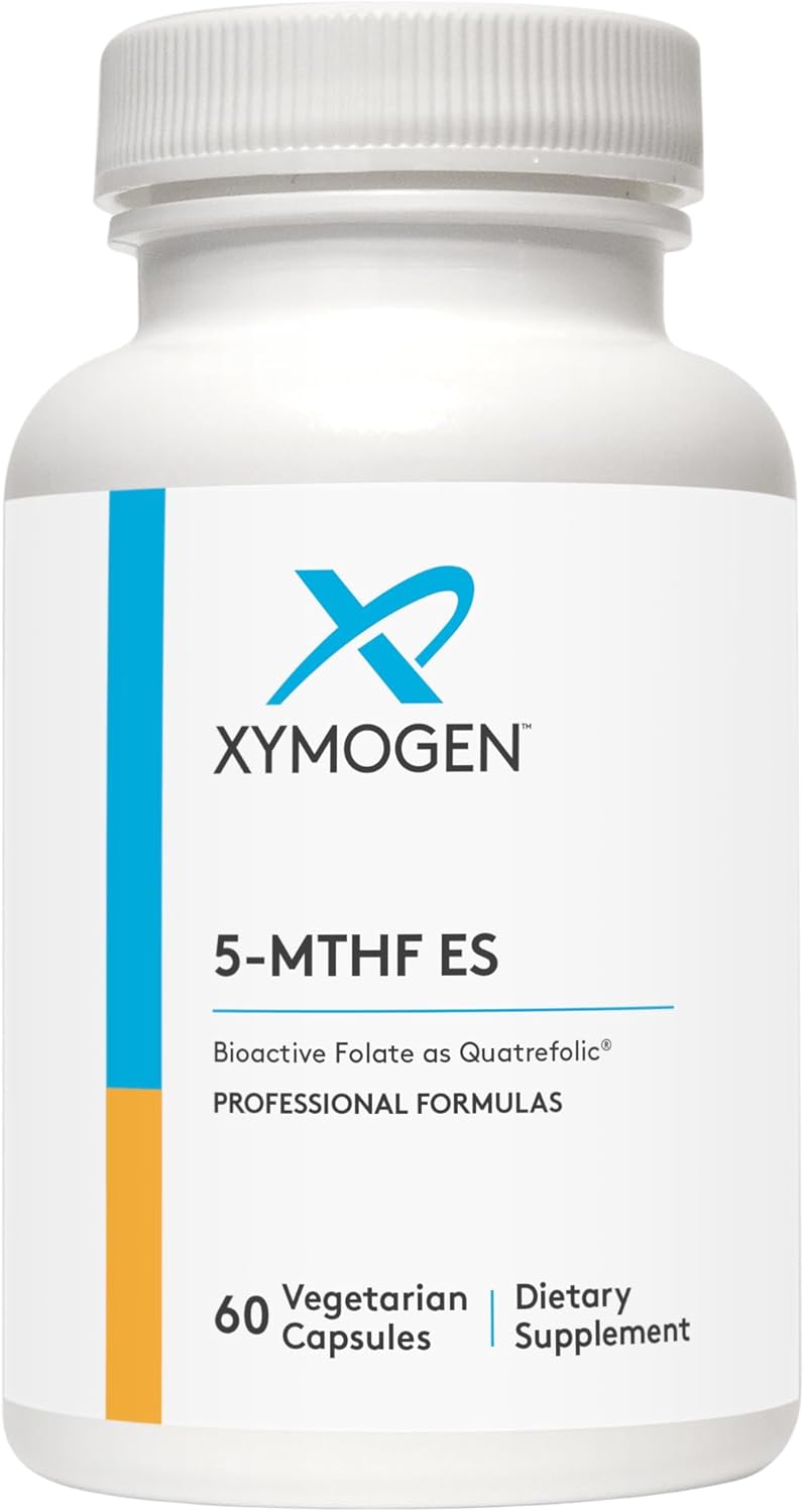 XYMOGEN 5-MTHF ES - 17,000 mcg DFE - Bioactive Folate Supplement as Quatrefolic - Mood, Cardiovascular + Methylation Support - Vitamin B Methyl Folate as L Methylfolate (60 Capsules)