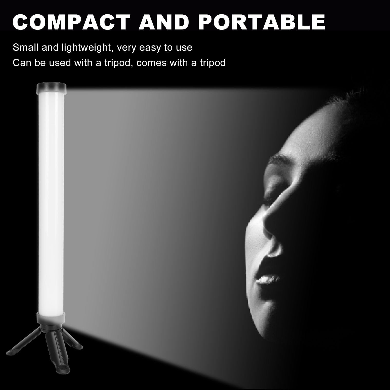 Bastón de Luz de Video LED RGB, Palo de Luz de Fotografía LED Portátil, Intensidad Variable 2500 K-9900 K, Luz LED a todo color de 360 Grados con Batería Integrada de 5