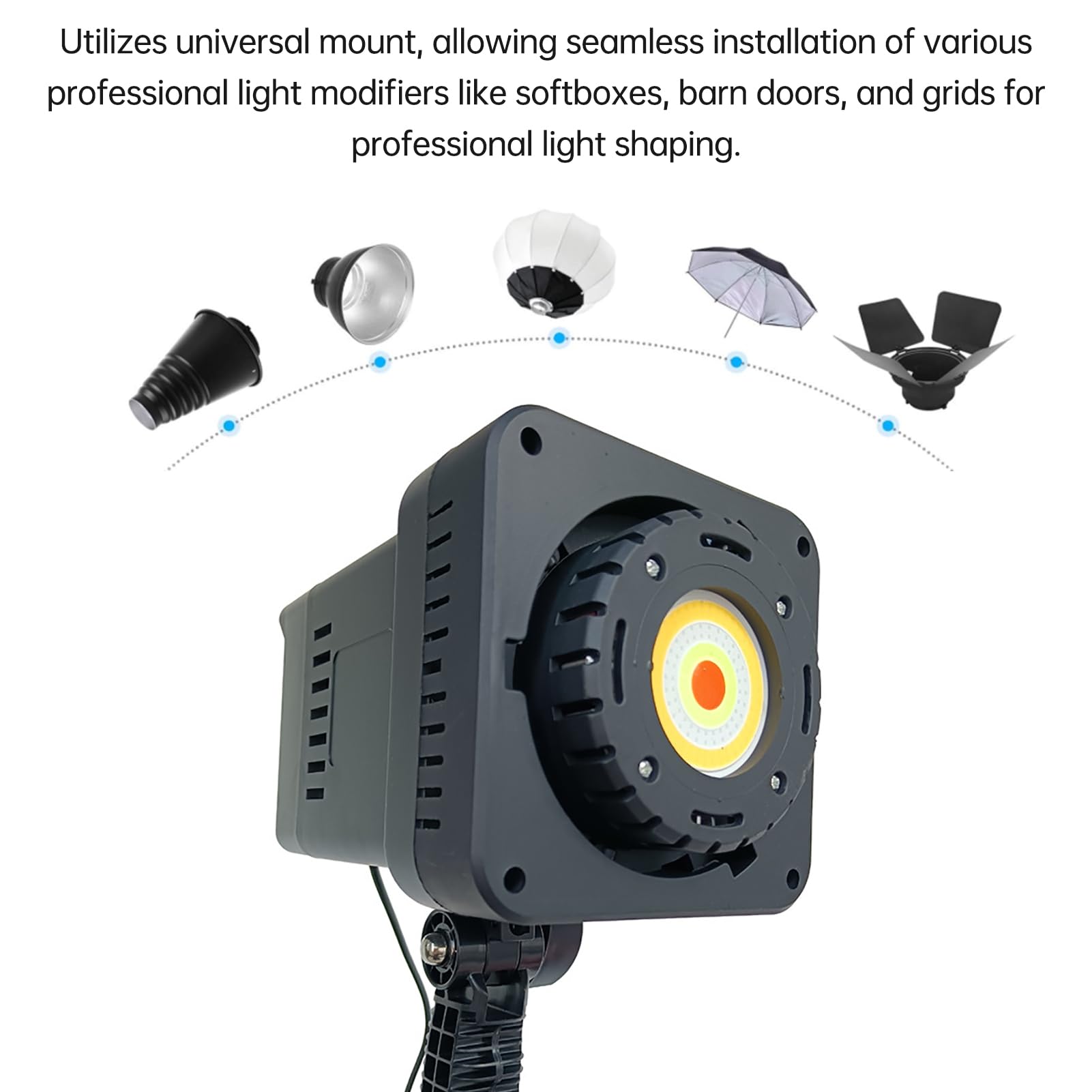 Asixxsix Wideo LED, Dwukolorowe światło Wypełniające COB LED o Mocy 100 W, z Pilotem i Abażurem, Wszechstronna Barwa RGB 2700–6500 K, do Nagrywania Wideo W Fotografii Studyjnej