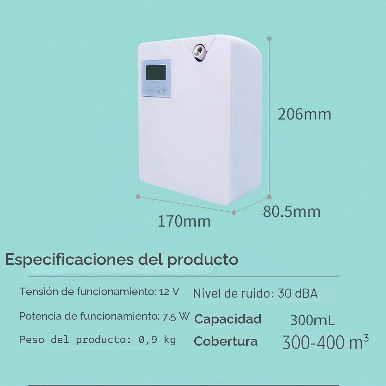 Difusor de Aroma Sin Agua para Aceites Esenciales, Aromaterapia Bluetooth y WiFi, Profesional, 300 ml, para Espacios Grandes (Blanco)