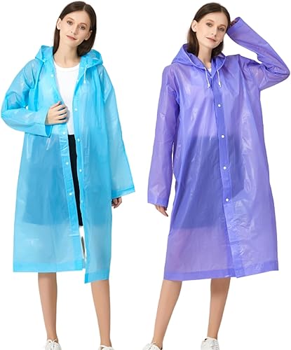 Miniatura 36 de Rain Ponchos for Adults Women Men (2-5 Pack), Reusable EVA Raincoats Jackets with Hood Portable Waterproof Rain Gear 2 blanco,2 gris,5 blanco,Negro